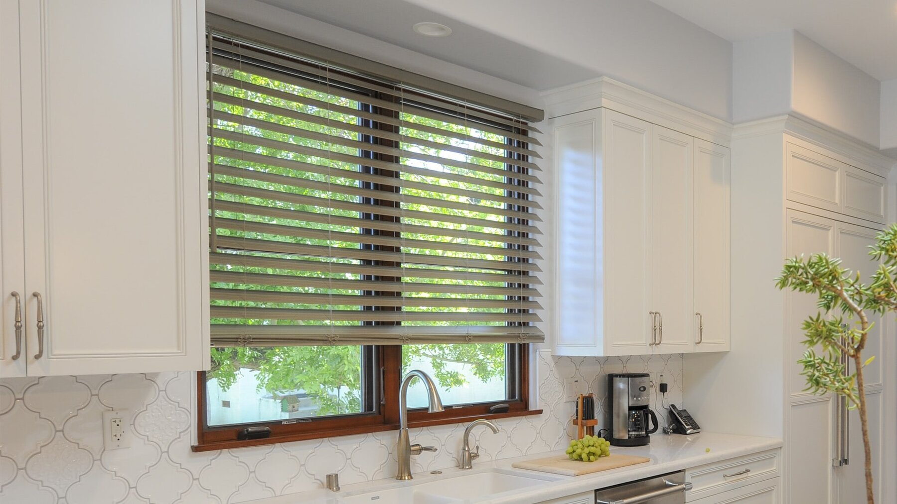 Elegant Bathroom Installation Faux Wood Blinds in Overland Park