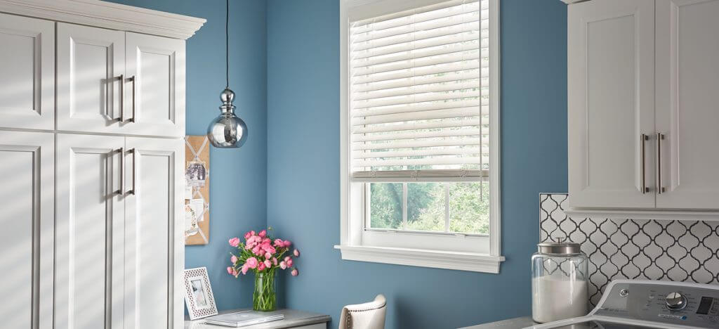 Gorgeous Kitchen Windows Faux Wood Blinds in Lenexa