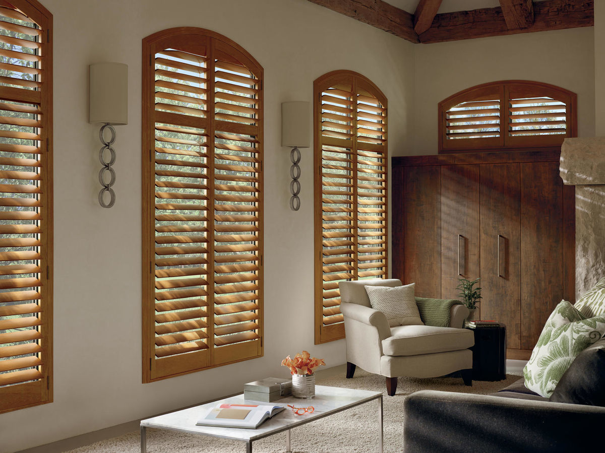 Custom Living Room Bay Window Plantation Shutters in Overland Park