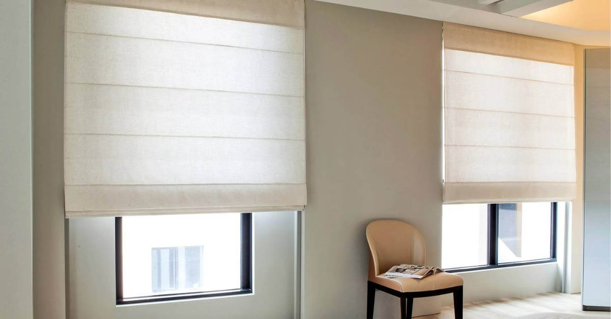 Elegant Formal Dining Room Roman Shades in Leawood